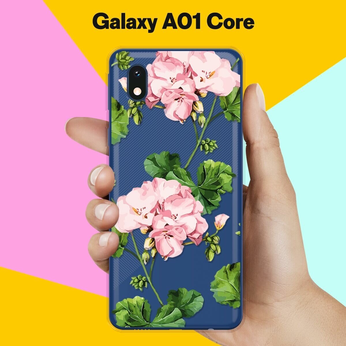 Силиконовый чехол Розовые цветы на Samsung Galaxy A01 Core