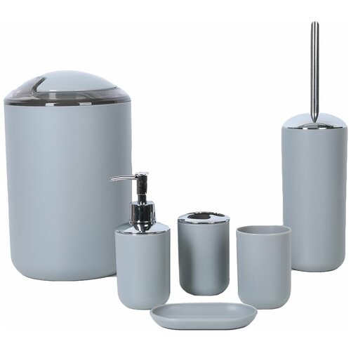 фото Набор аксессуаров для ванной комнаты тринити, 6 предметов, цвет серый 4098367 . yandex market