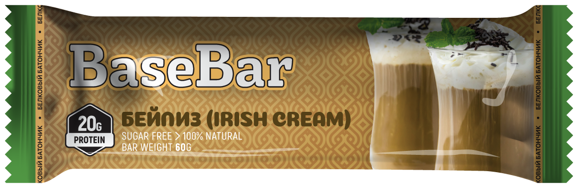 Шоу-бокс батончик Бейз Бар Бейлиз 40 % Вей Протеин/ Base Bar Irish Cream 40 % Whey Protein 20 шт