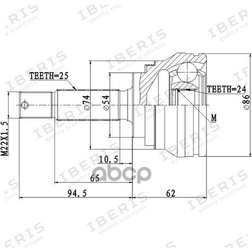 IBERIS IB6096 ШРУС наруж MITSUBISHI LANCER IX 1,8 (размер 24Х54Х25, без АБС) IBERIS IB6096