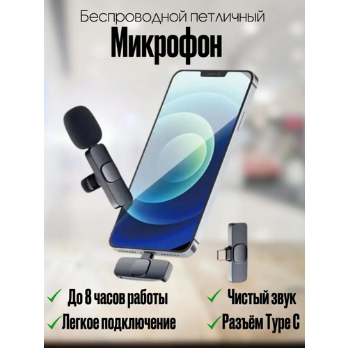 Микрофон беспроводной петличный K8 Lightning для IPhone Чёрный 65900₽