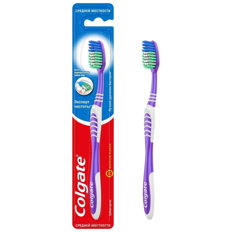 Зубная щетка Colgate Эксперт чистоты, средняя, фиолетовый - фото №12