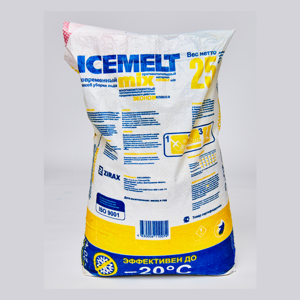 Реагент антигололедный 25 кг, ICEMELT Mix, до -20С, хлористый натрий, мешок - фотография № 6