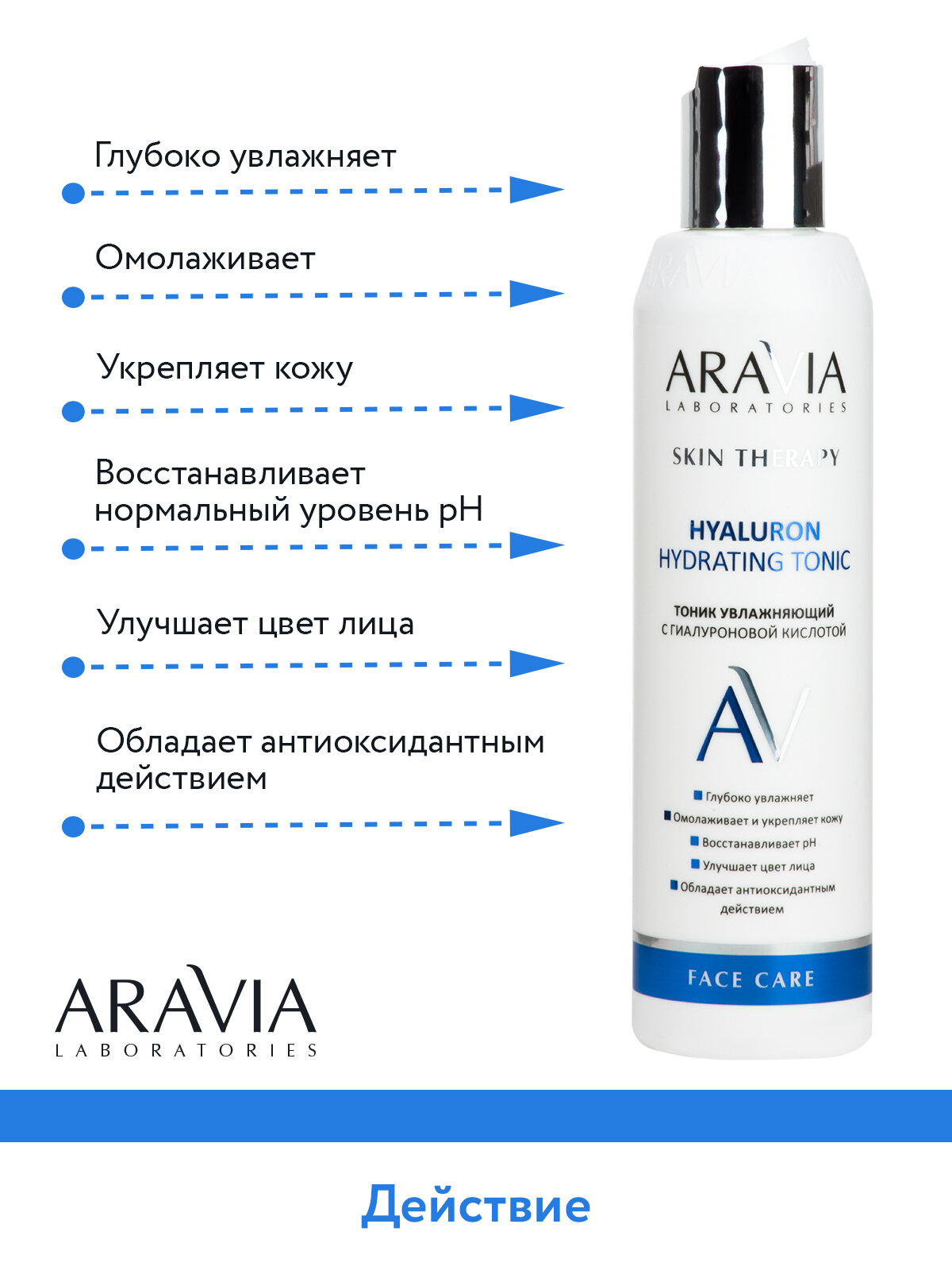 ARAVIA Тоник увлажняющий с гиалуроновой кислотой Hyaluron Hydrating Tonic, 200 мл