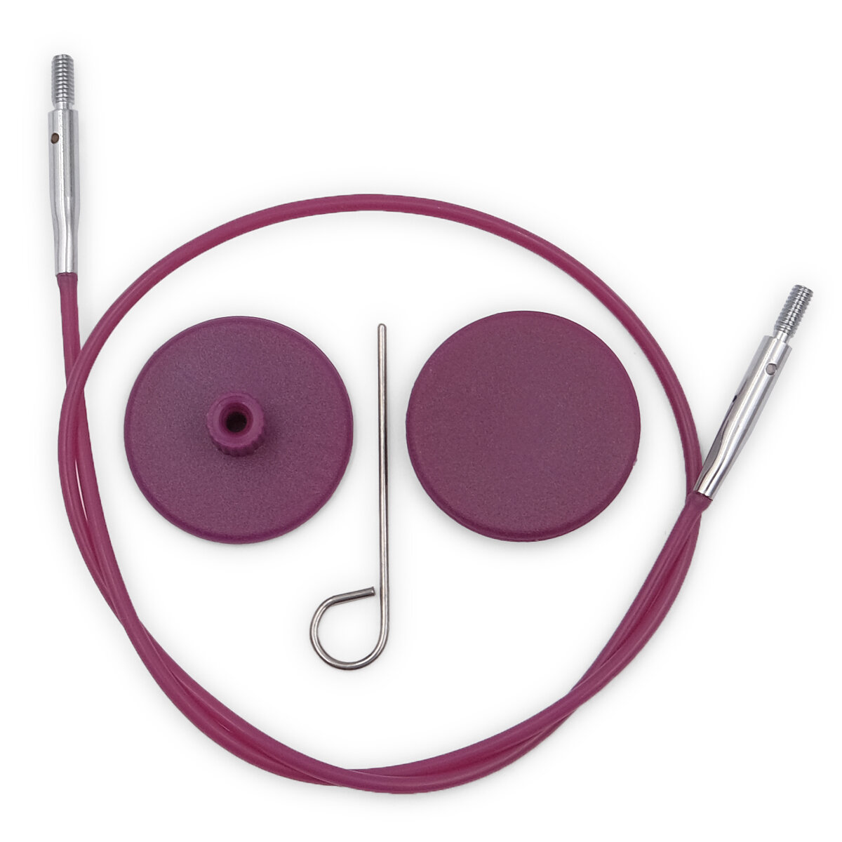Тросик для съемных спиц, длина 28 см, нейлоновый, KnitPro фиолетовый
