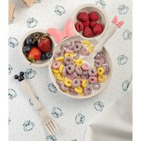 Детская посуда Набор Микки Маус, детская тарелка, ложка, вилка, бежевая