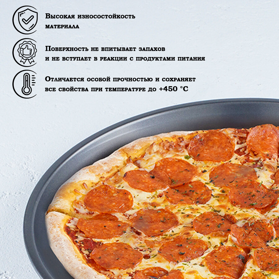 Форма для пиццы d=29 см, антипригарное покрытие, цвет чёрный