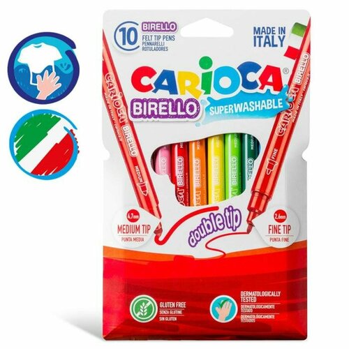 CARIOCA Фломастеры 10 цветов двусторонние Carioca 