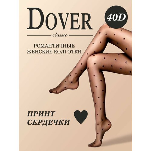 Колготки Dover Колготки женские фантазийные Dover 40 Den/Черный/тканый узор c сердечками., 40 den, размер L-XL, черный колготки dover 100 den черный