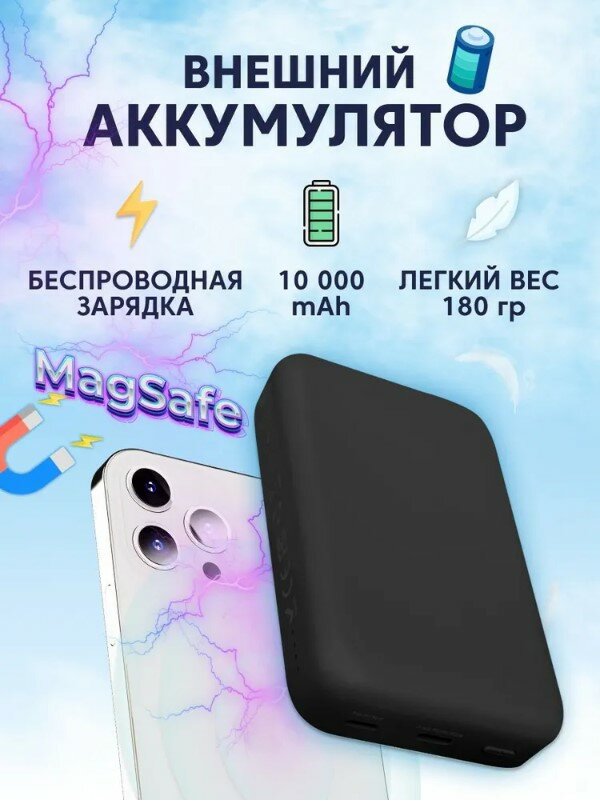 Power Bank от суббренда Xiaomi (Mi) SOLOVE 10000mAh MagSafe (W12 Pro Black RUS) RUSSIAN Black