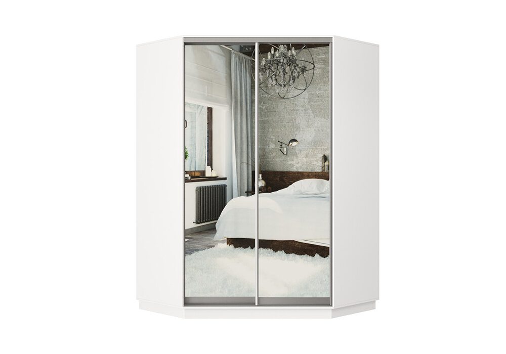 фото Шкаф-купе угловой БИ-мебель Гермес белый 110х45х220 см