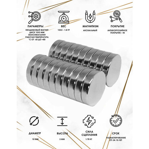 Неодимовый магнит 10Х3 мм 160шт
