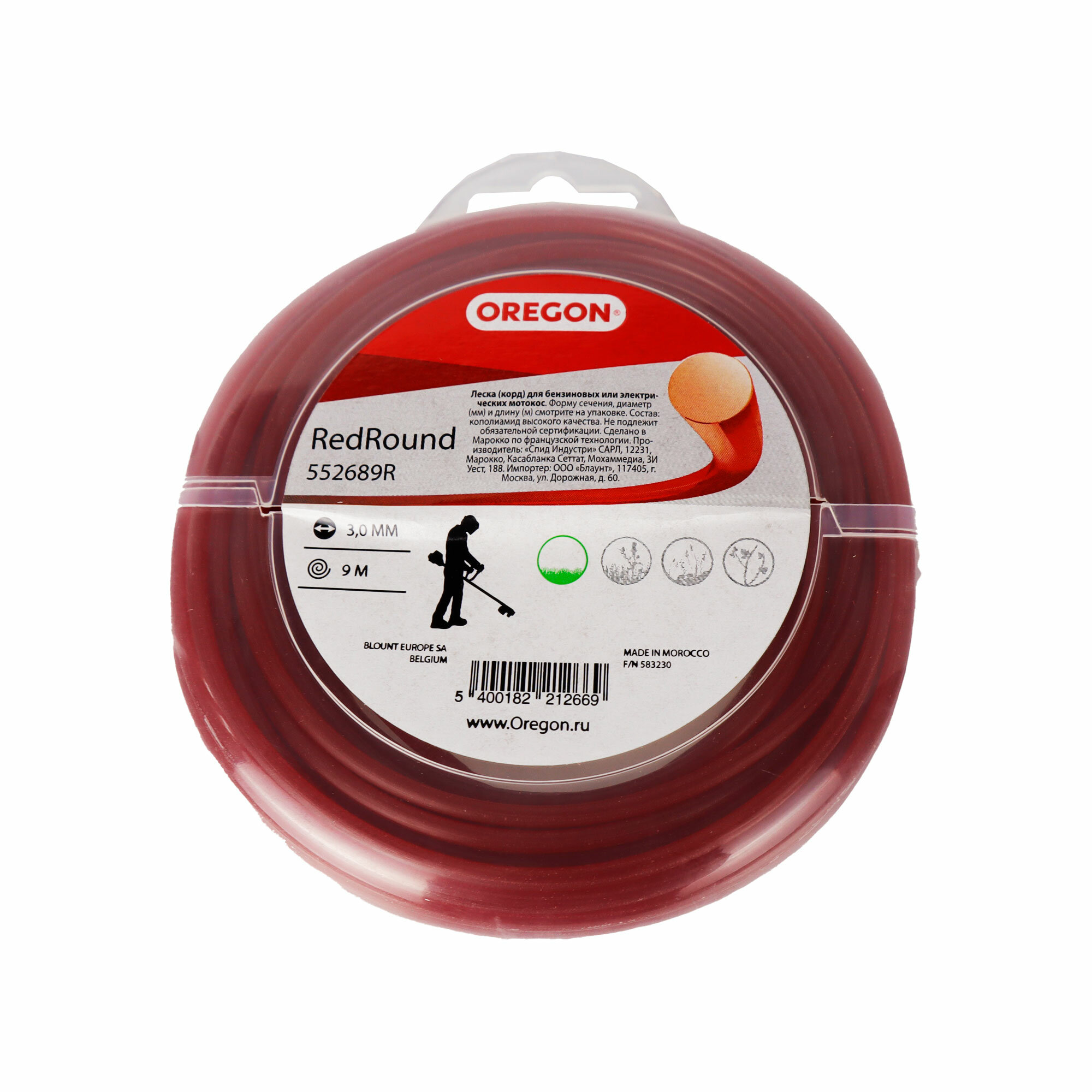 фото Леска для тримера Oregon Red Roundline, сечение круг, диаметр 3 мм, длина 9 м
