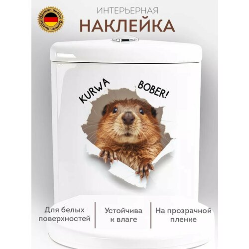 Наклейка интерьерная мем Бобр KURWA прикол