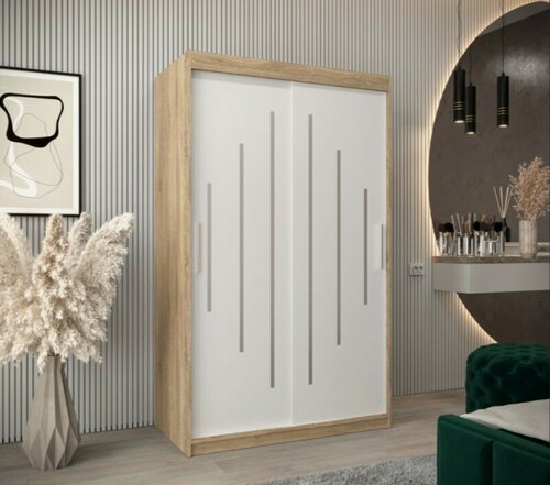 Изображение товара Шкаф-купе МебельЛэнд24 Валмиера NEW - 2 Дуб Сонома / Белый 140x40x200 дуб светлый для одежды двухдверный