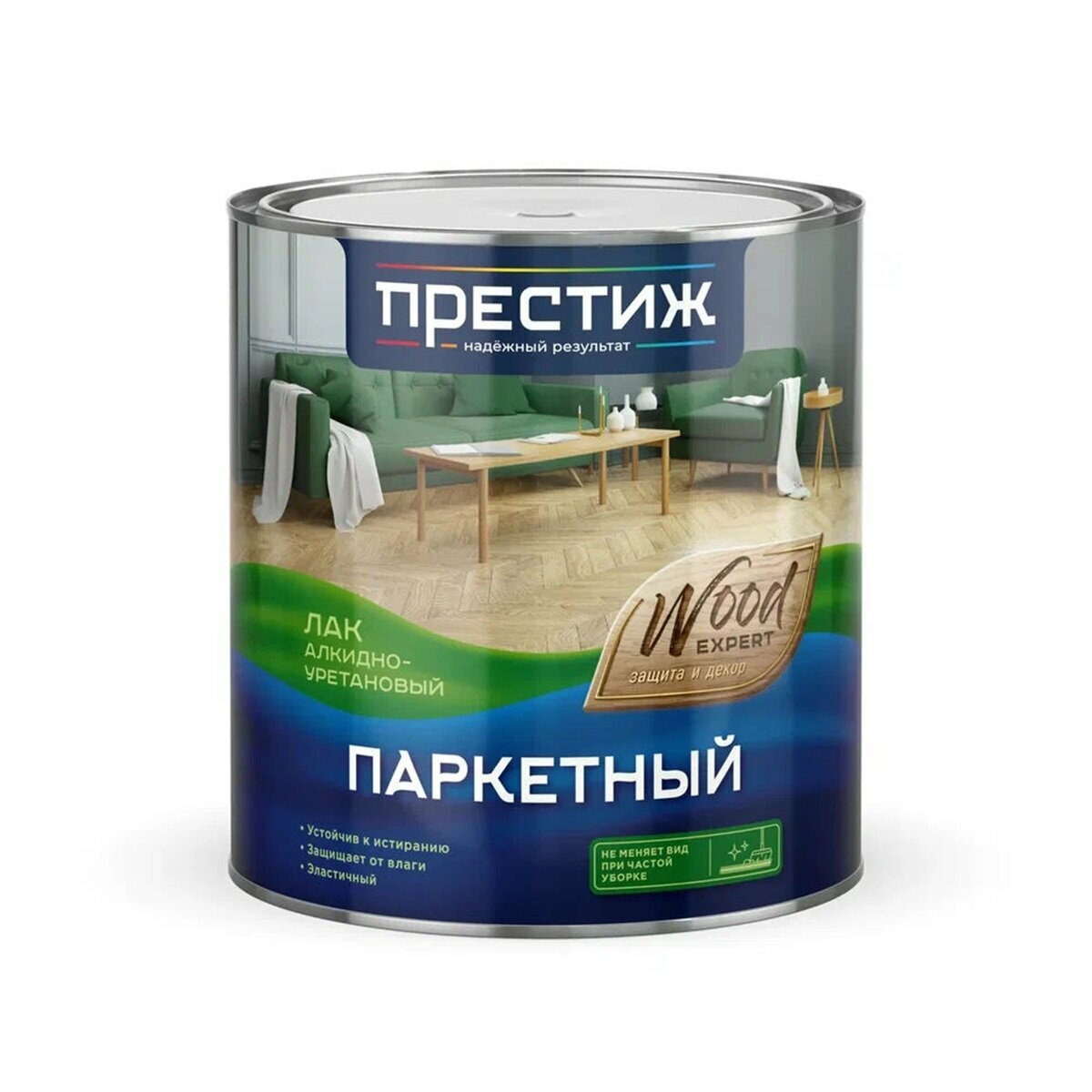 Лак паркетный Престиж, алкидно-уретановый, прозрачный, глянцевый, 2,5 л, 1шт, жестяная банка