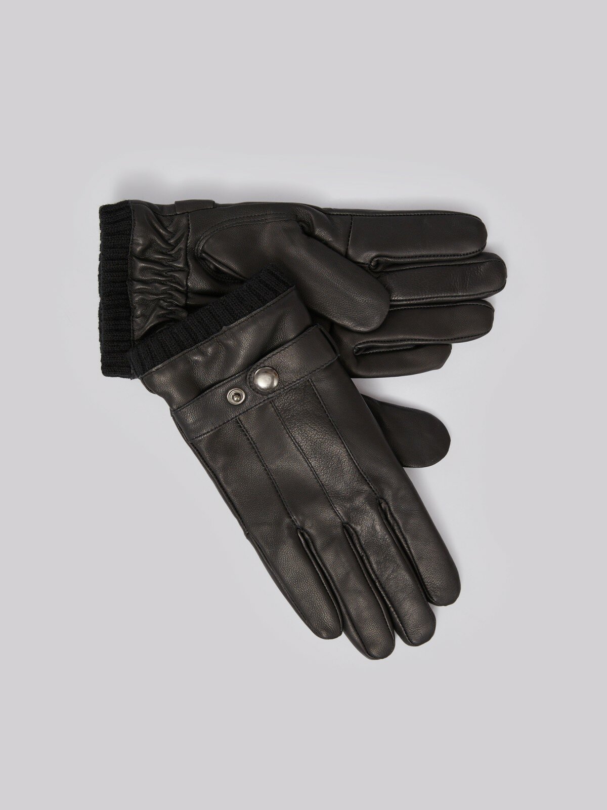 фото Утеплённые кожаные перчатки, цвет черный, размер XL 014339662045