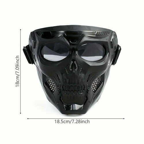 Тактический велосипедный шлем с черепом - Ветрозащитный и пескозащитный - Спортивный шлем для мужчин и женщин - Подходит для вождения, рыбалки и катания на лыжах