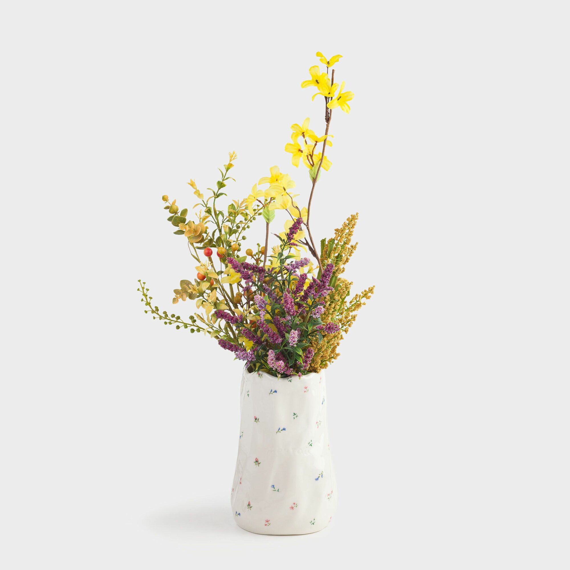 Ваза для цветов, 20 см, керамика, молочная, Цветы, El flora