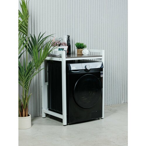 Стеллаж металлический для стиральной машины и сушильной машины напольный, усиленный профиль 40х40 мм, глубина 60 см