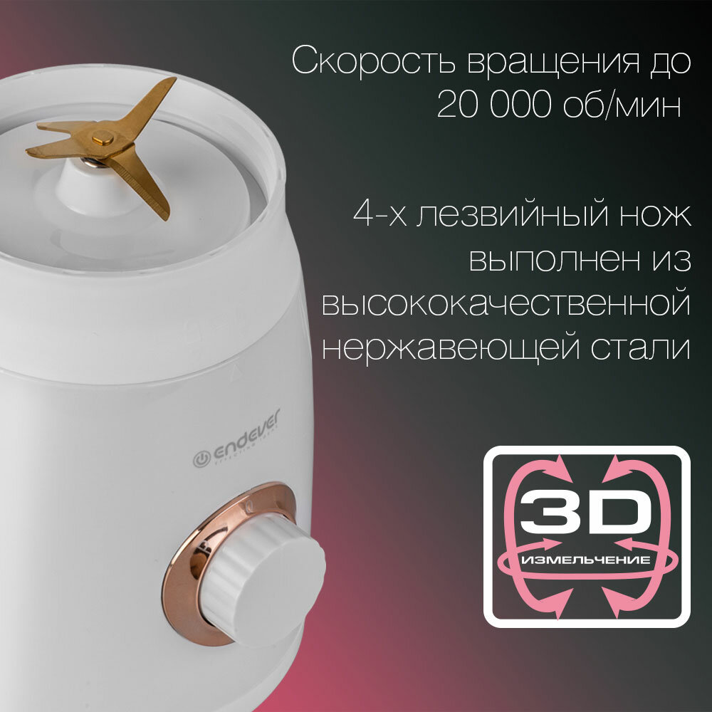 Блендер стационарный ENDEVER SIGMA-205/ 600 Вт / 2 скорости / с бутылкой 600 мл / импульсный режим — фото 1