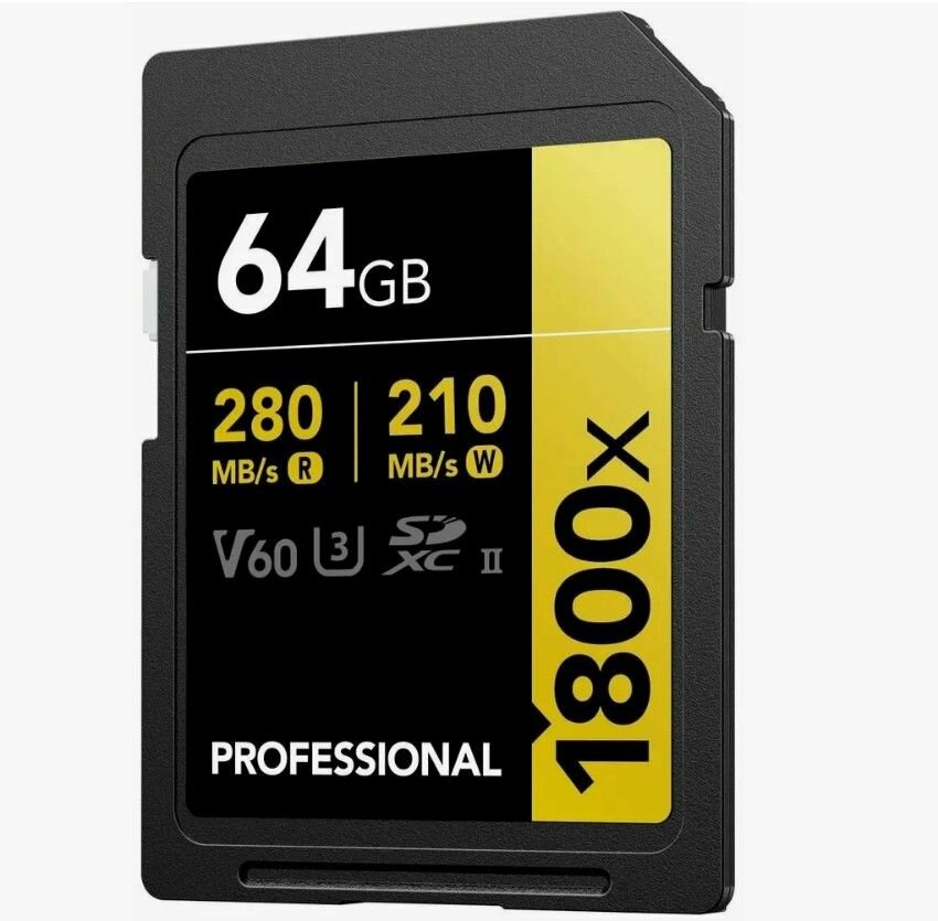 Карта памяти 64GB Lexar SDXC Professional 1800x UHS-II (280/210Mb/s) U3 V60 (LSD1800064G-BNNNG)