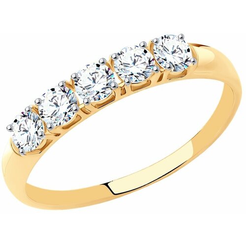 фото Золотое кольцо sokolov 019030 с фианитом diamant-online