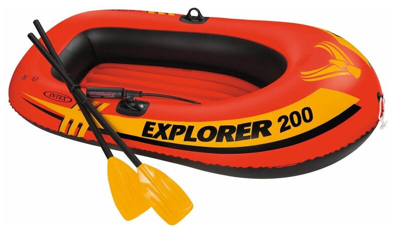 INTEX Надувная лодка Explorer-200-Set двухместная 185*94*41 см + насос и весла 58331