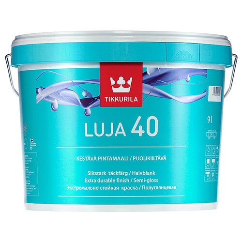 краска акриловая tikkurila luja 40 полуглянцевая бесцветный 9 л 10 8 кг Краска акриловая Tikkurila Luja 40 полуглянцевая бесцветный 9 л 10.8 кг