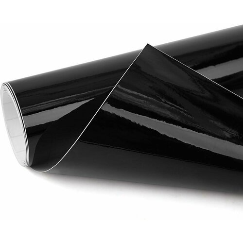 Черная глянцевая самоклеящаяся виниловая пленка 50 х 150 см для авто и мебели