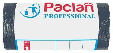 Мешки для мусора 35 л, черные, в рулоне 50 шт, ПНД, 6,2 мкм, 50х60 см, PACLAN "Professional", 40303