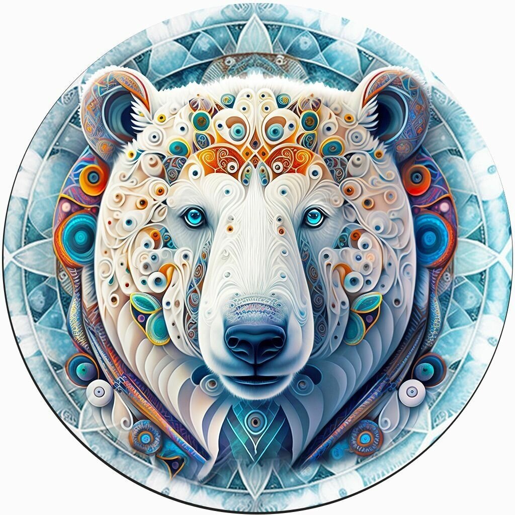 Деревянный пазл BoberBox "Мандала белый Медведь", 220 деталей
