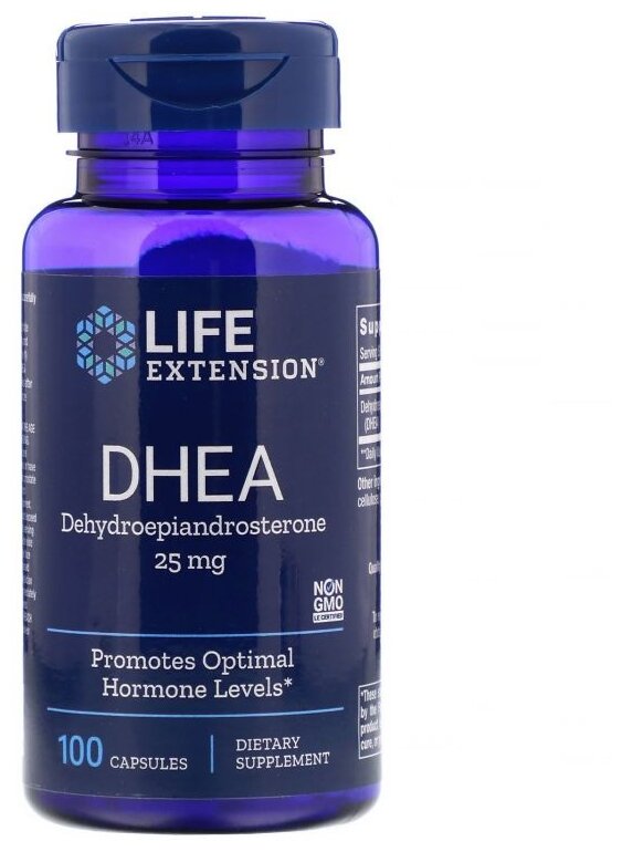 Капсулы Life Extension DHEA, 0.2 г, 25 мг, 100 шт.