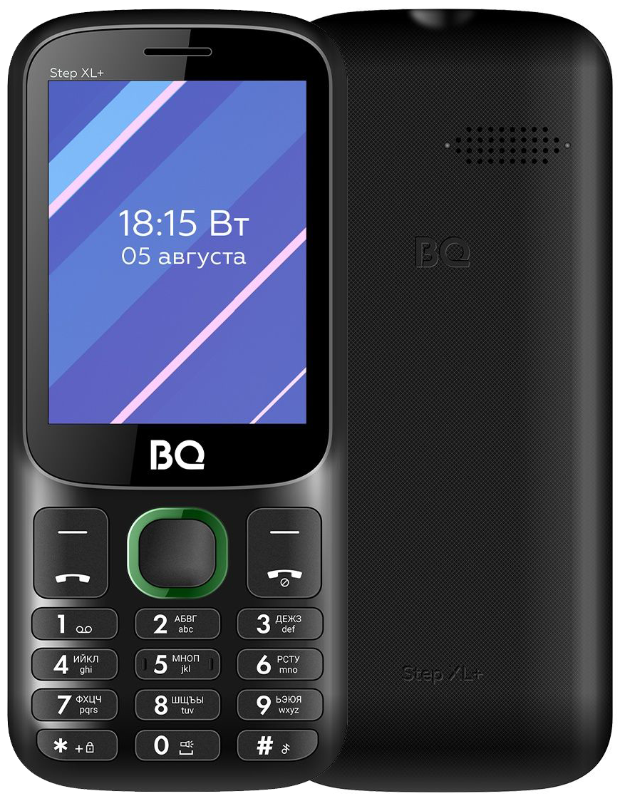Телефон BQ 2820 Step XL+, 2 SIM, черно-зеленый