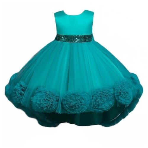 фото Платье нарядное, однотонное, размер 110, зеленый ljw