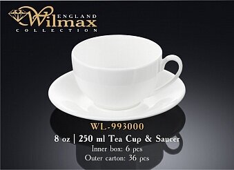 Набор WILMAX: чайная чашка & блюдце 250 мл WL-993000 / AB