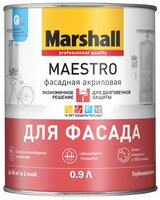 Краска акриловая Marshall Maestro для фасада влагостойкая глубокоматовая бесцветный 0.9 л