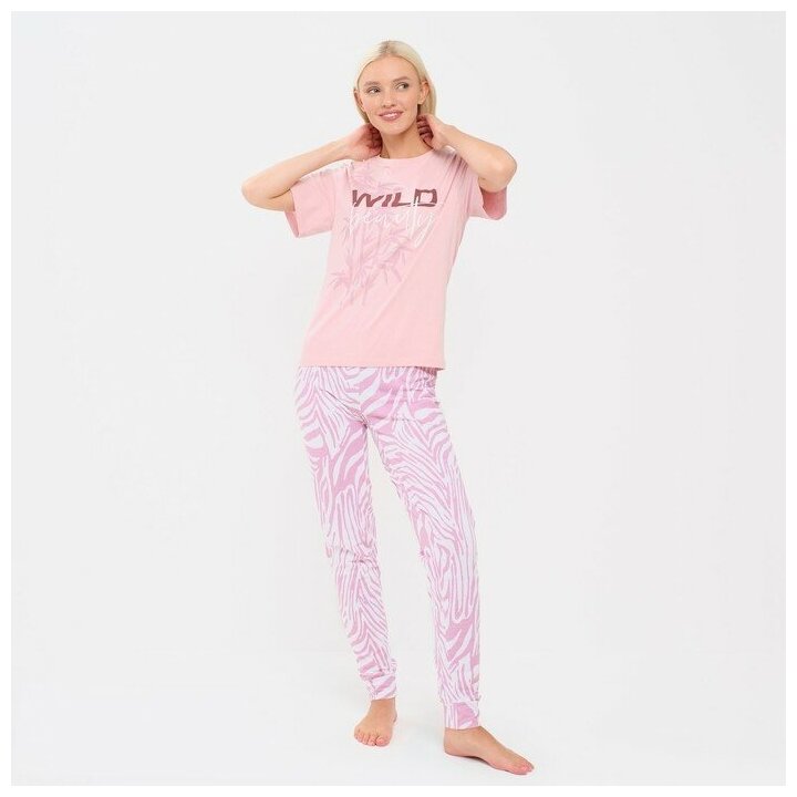 Пижама женская (футболка и брюки) KAFTAN Avocado р. 48-50, розовый - фотография № 5