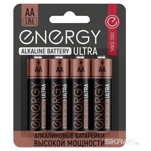 Батарейка Energy Ultra LR6/4B, типоразмер АА, 4 шт