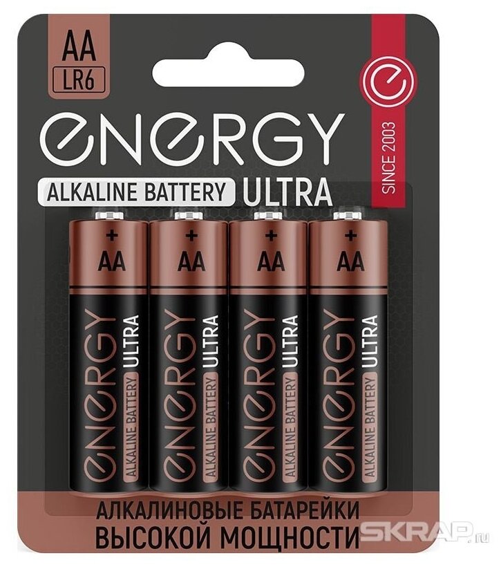 Элемент питания Energy Ultra LR6/4B 4шт АА алкалиновая