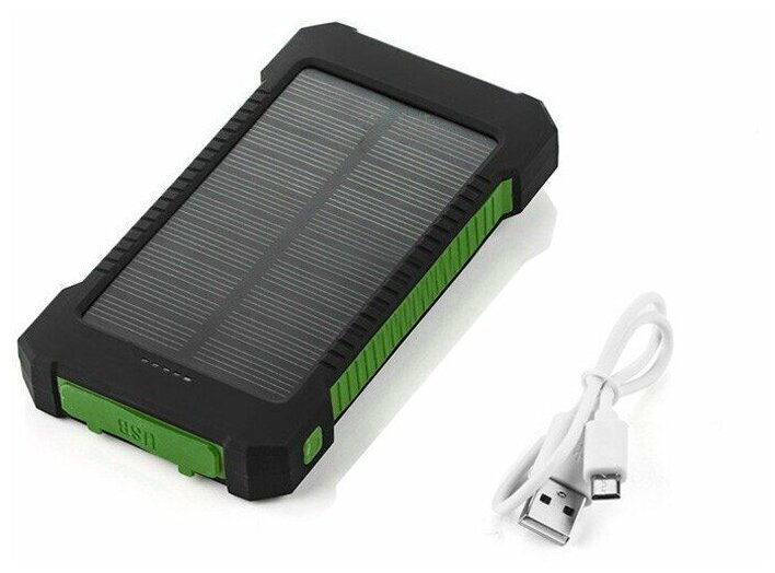 Power Bank с солнечной батареей (внешний аккумулятор) Зеленый