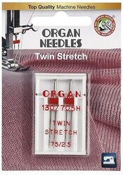 Игла/иглы Organ Twin Stretch 75/2.5 красный/серебристый