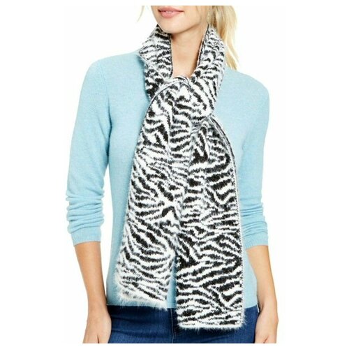 фото Шарф dkny черно-белый под зебру мохер animal zebra print fuzzy woven women's winter scarf - black/white