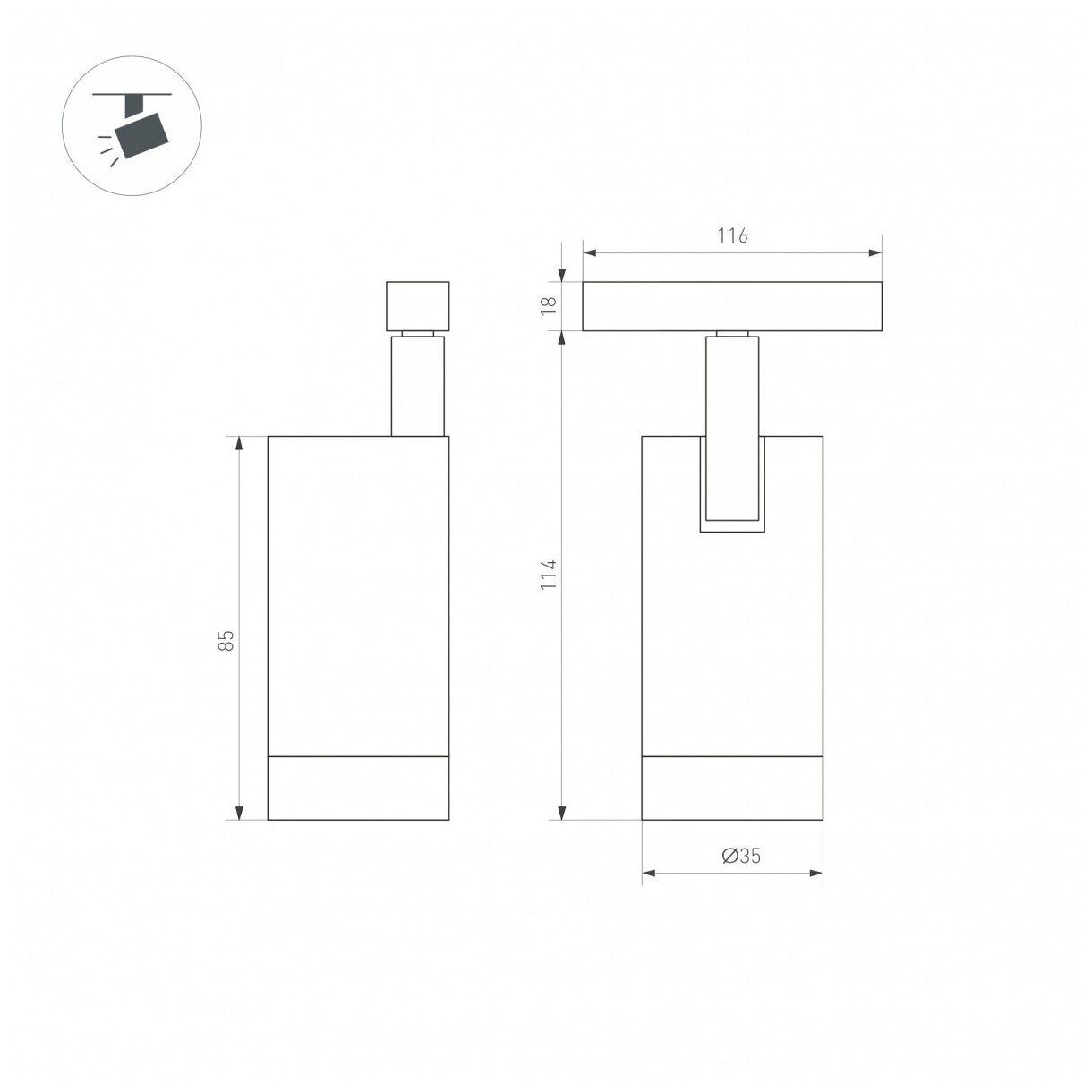 Трековый светодиодный светильник для магнитного шинопровода Arlight Mag-Orient-Spot-R35-6W Warm3000 / - фото №4