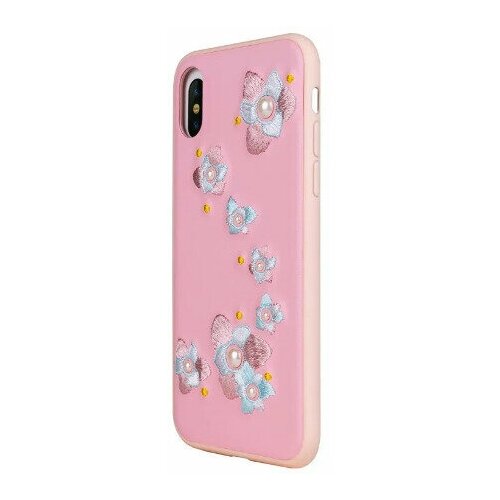 Чехол Devia для iPhone Xs, iPhone X Flower Embroidery Case, розовая diamond embroidery 3d flower