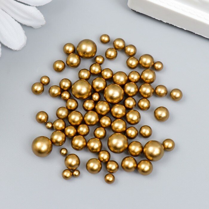 Декор для творчества пластик "Шарики. Матовое золото" d=3-8 мм, набор 10 гр 7459570
