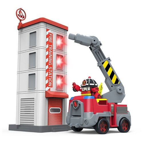 Silverlit Robocar Poli - Roy Fire Station 83409, серый/красный 6pcs set silverlit roboca korea transformation robot poli amber roy car model anime action figure poli toys for children gifts