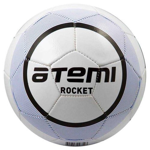 фото Мяч футбольный atemi rocket, pvc бел/син., р.5, м/ш, дет.,330-350г (0,4-0,5 bar)