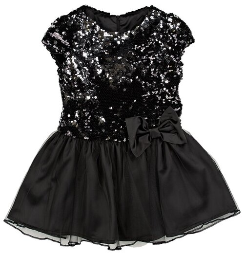Платье Mini Maxi, хлопок, нарядное, размер 110, черный, серебряный