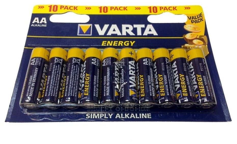 Батарейка Varta ENERGY LR6 AA BL10 Alkaline 1.5V (4106) (10/200/36000) Varta ENERGY LR6 AA (04106229491) - фото №10